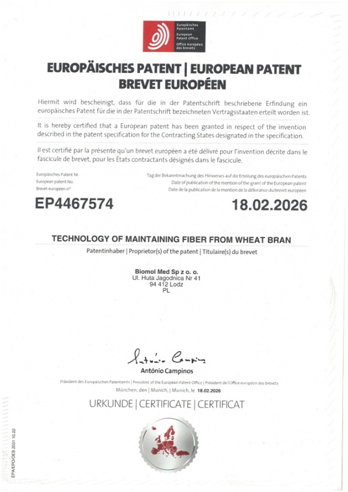 patent na technologię produkcji inubiotyk